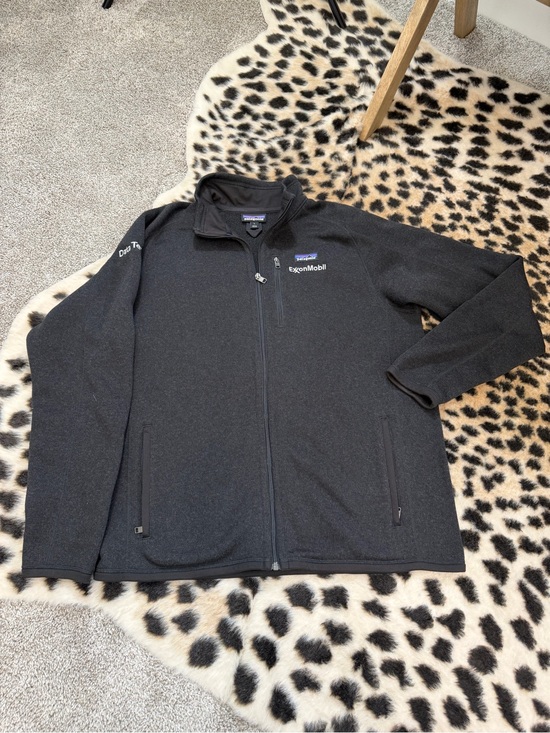 Patagonia Men’s Black Full-Zip Fleece Jacket with ExxonMobil Logo Sz Large